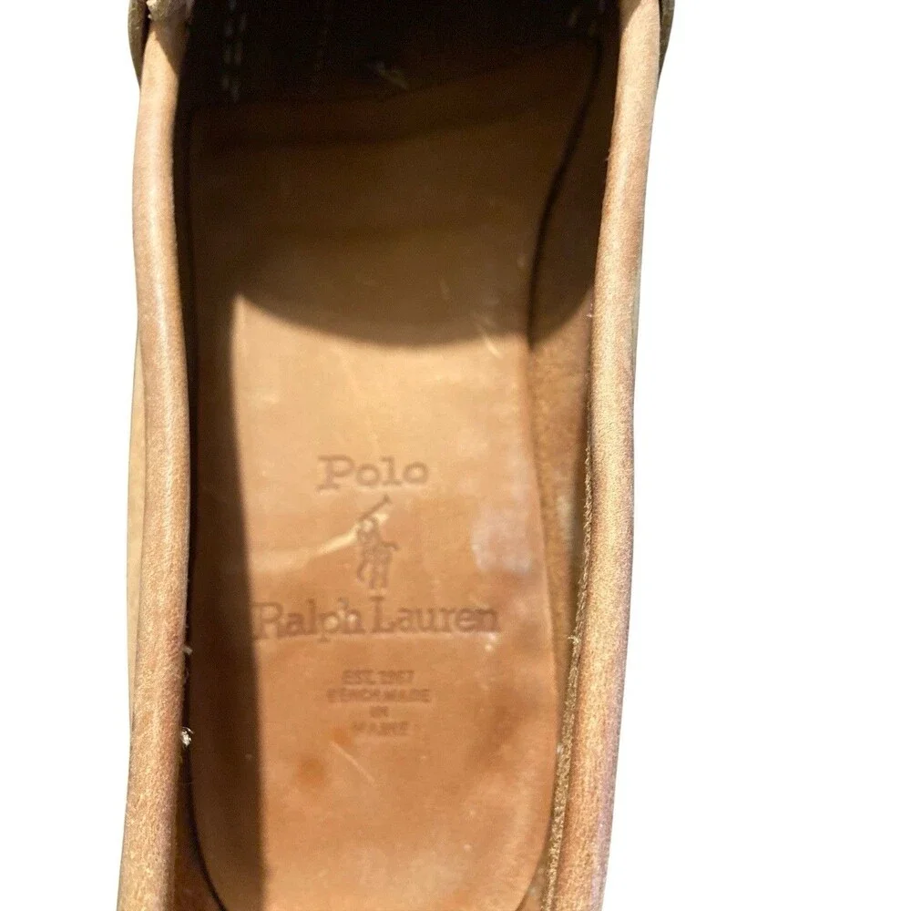 Polo Ralph Lauren Men’s Leather Penny Loafers Tan Brown Slip On Moccasins Size 9 - Picture 5 of 7